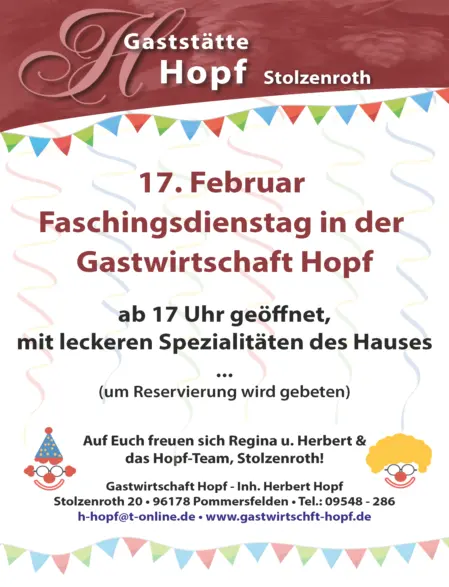 Einladung zu Fasching beim Hopf